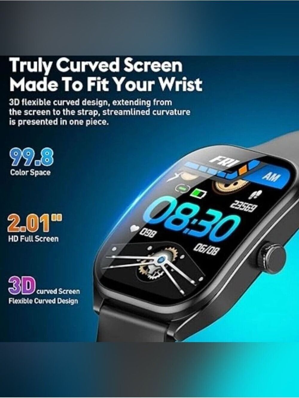 AOLON Curve 2.01" Smartwatch Fitness Tracker - Picture 2 of 6